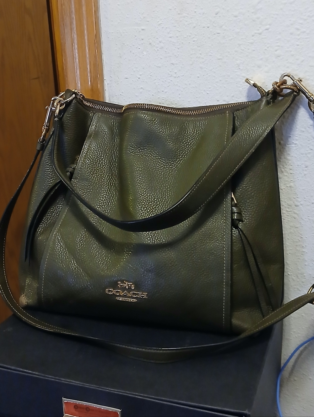 COACH Marlon Hobo Bag in Olive Green Pebbled Leather – Style 79994 - Picture 6 of 7